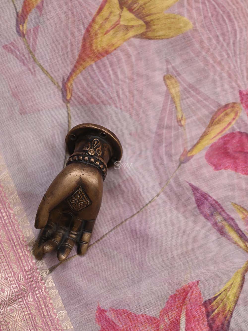 Pastel Pink Cotton Handloom Banarasi Suit - Sacred Weaves