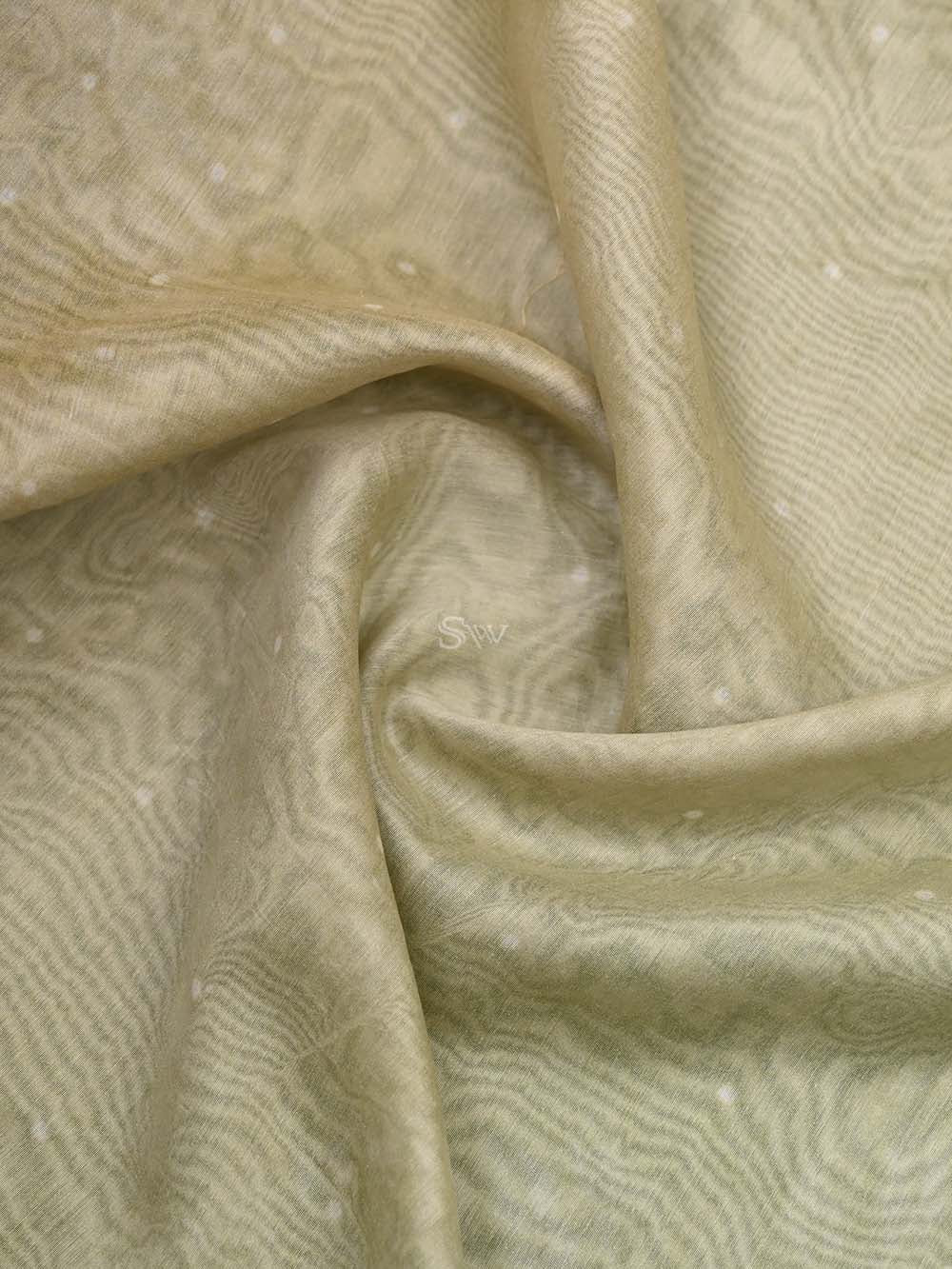 Pista Green Cotton Handloom Banarasi Suit - Sacred Weaves