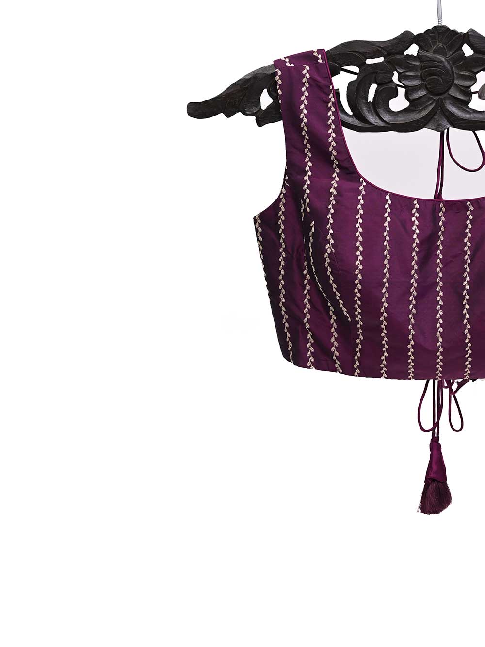Dark Purple Uppada Silk Banarasi Ready-made Blouse - Sacred Weaves