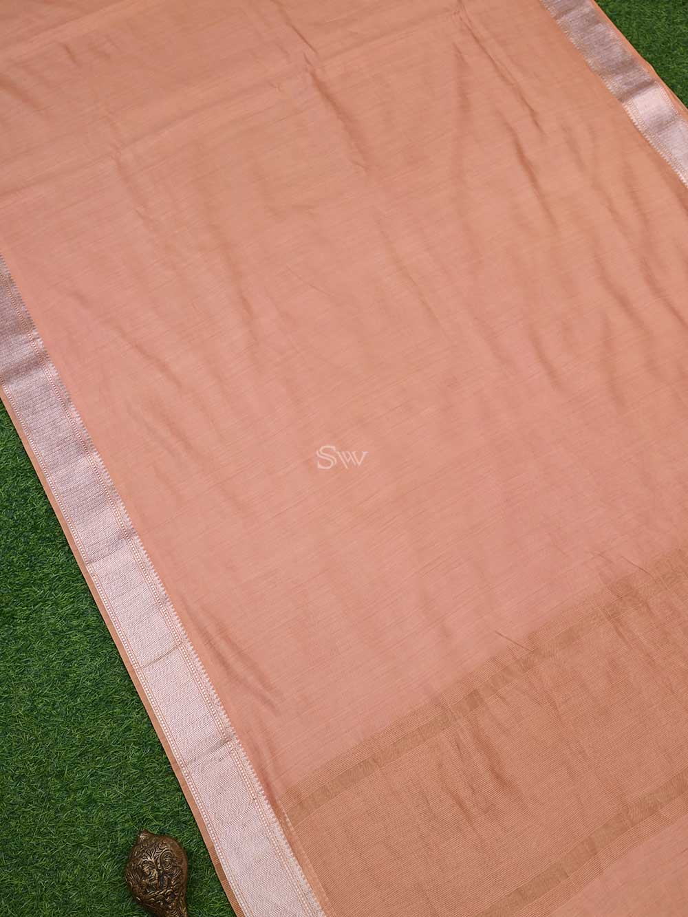 Rust Peach Chiniya Silk Handloom Banarasi Saree - Sacred Weaves