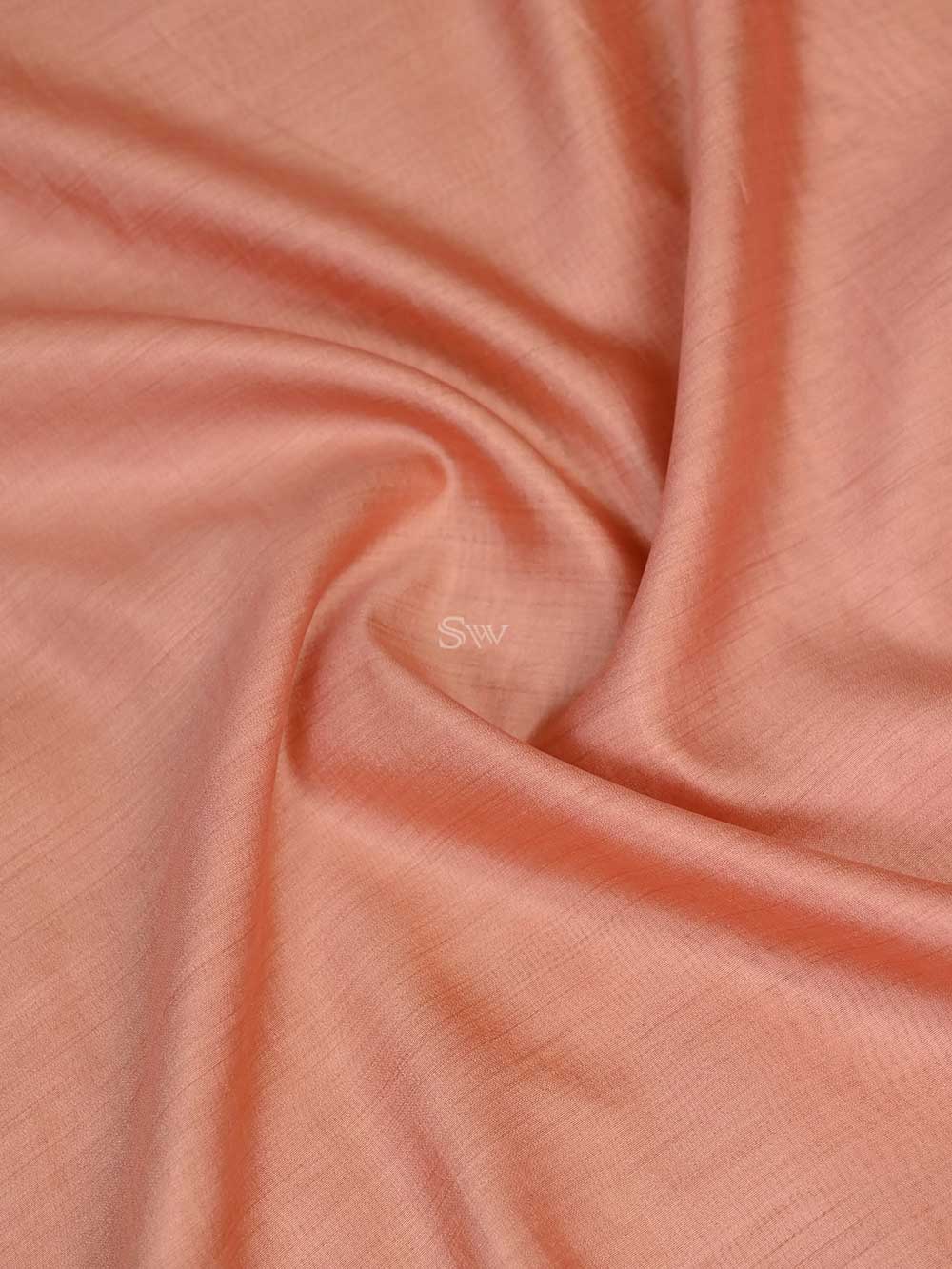 Rust Peach Chiniya Silk Handloom Banarasi Saree - Sacred Weaves