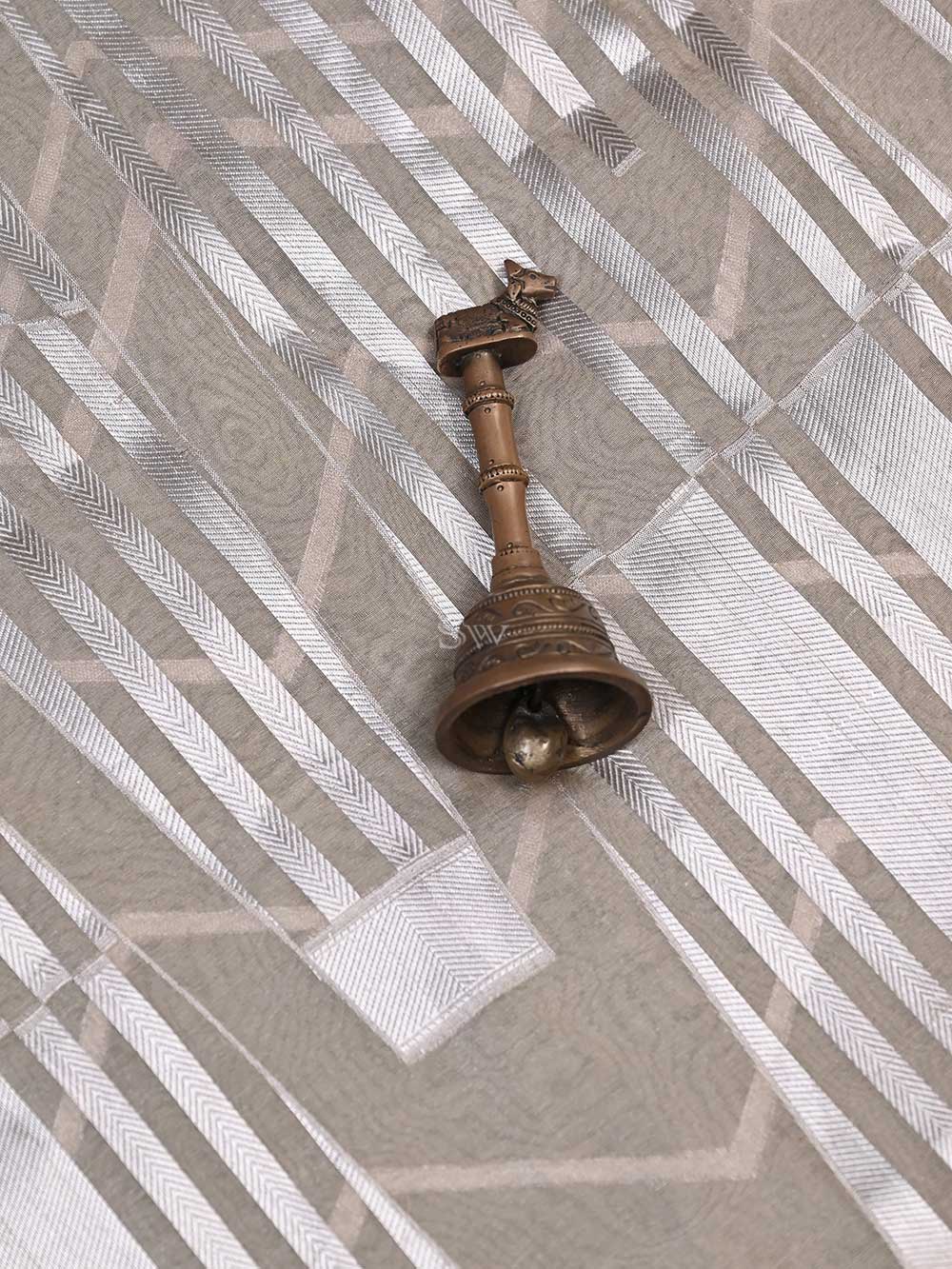 Light Brown Tissue Handloom Banarasi Lehenga - Sacred Weaves