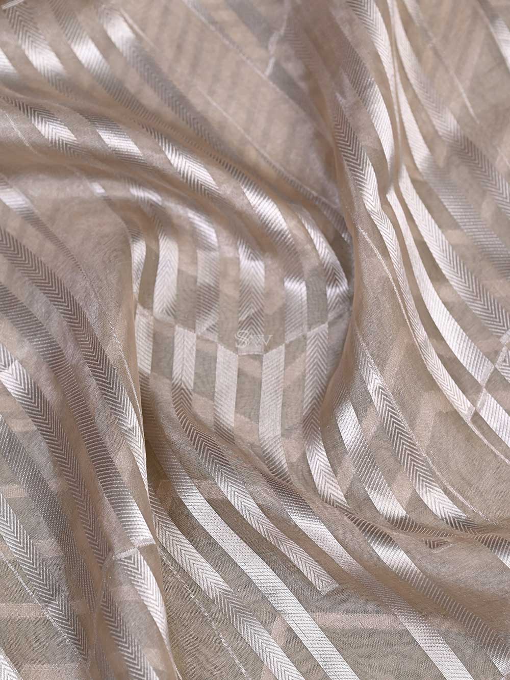 Light Brown Tissue Handloom Banarasi Lehenga - Sacred Weaves