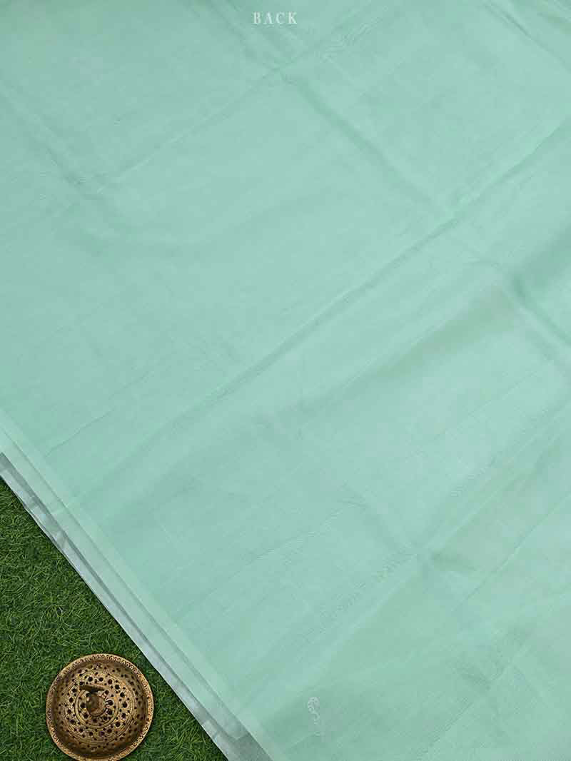 Sea Green Organza Handloom Banarasi Suit - Sacred Weaves