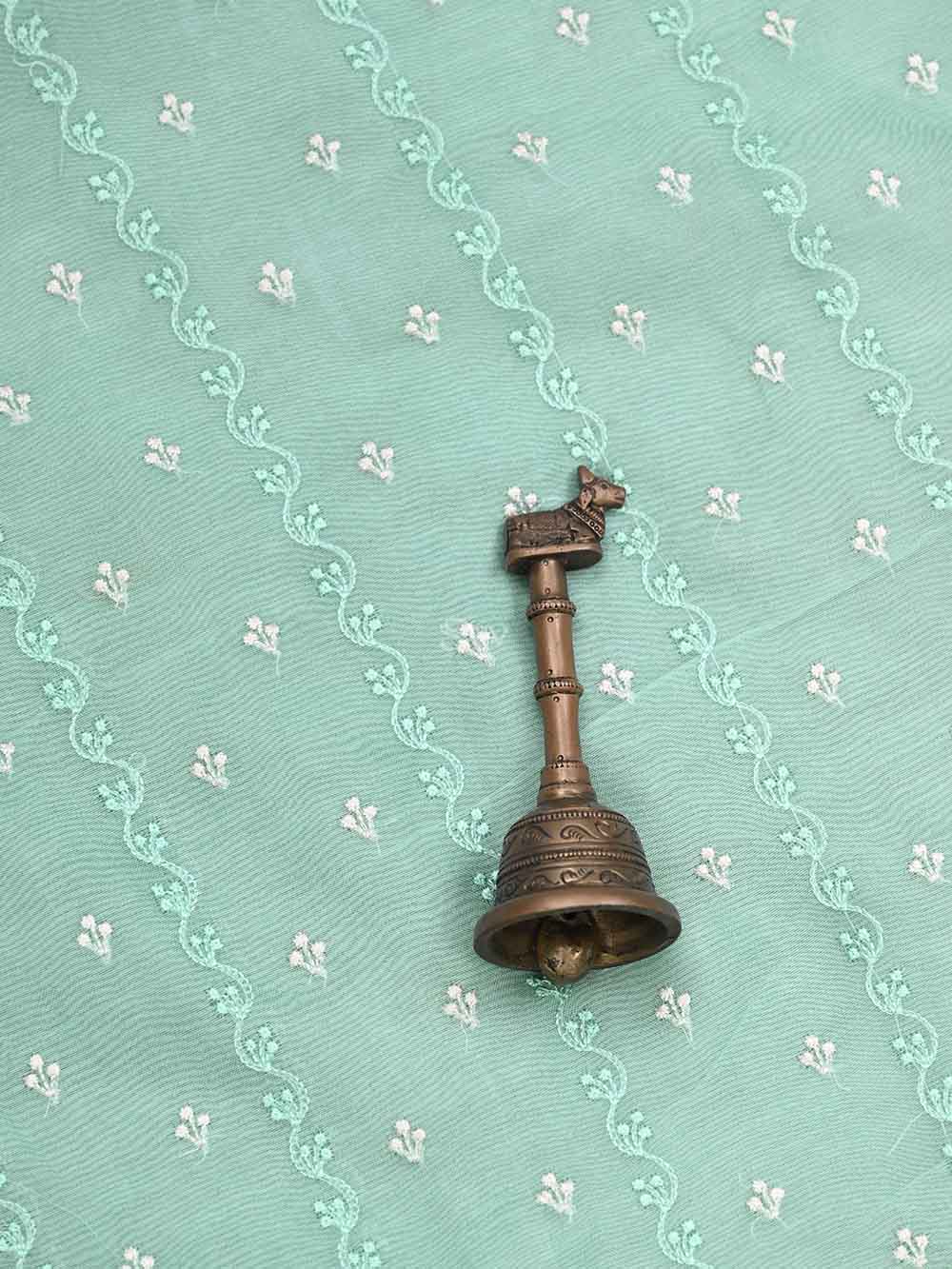 Sea Green Organza Handloom Banarasi Suit - Sacred Weaves