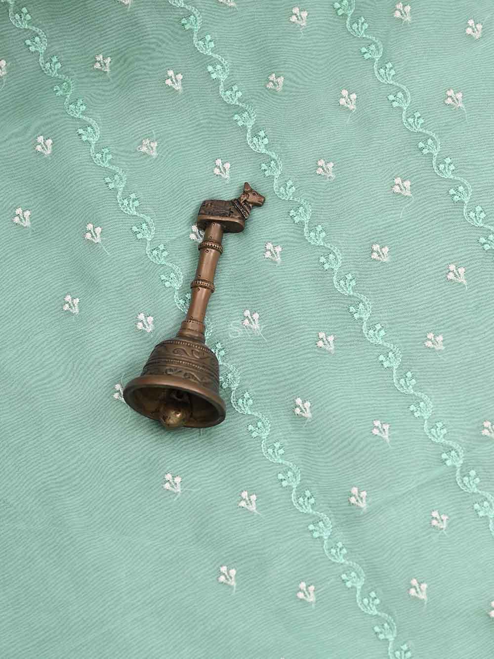 Sea Green Organza Handloom Banarasi Suit - Sacred Weaves
