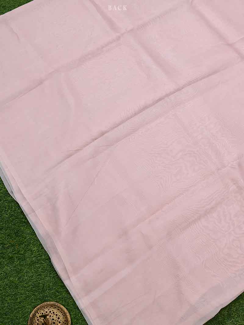 Powder Pink Organza Handloom Banarasi Suit - Sacred Weaves