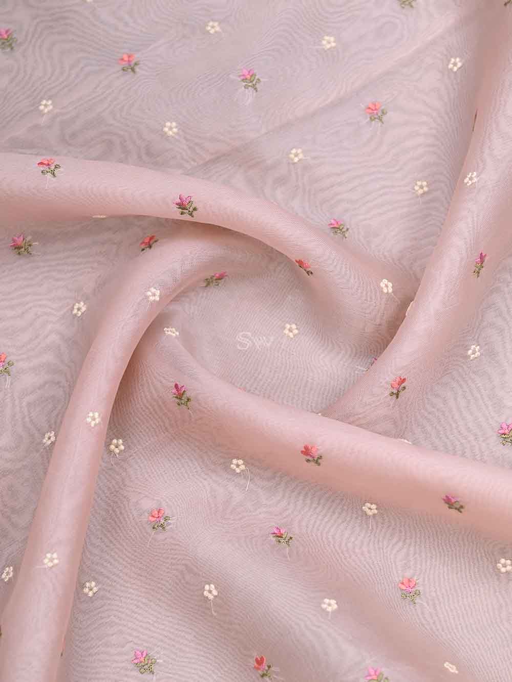Powder Pink Organza Handloom Banarasi Suit - Sacred Weaves