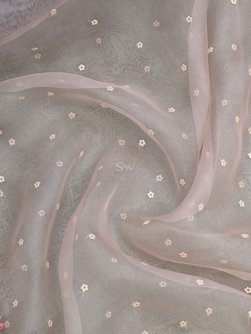 Powder Pink Organza Handloom Banarasi Suit - Sacred Weaves