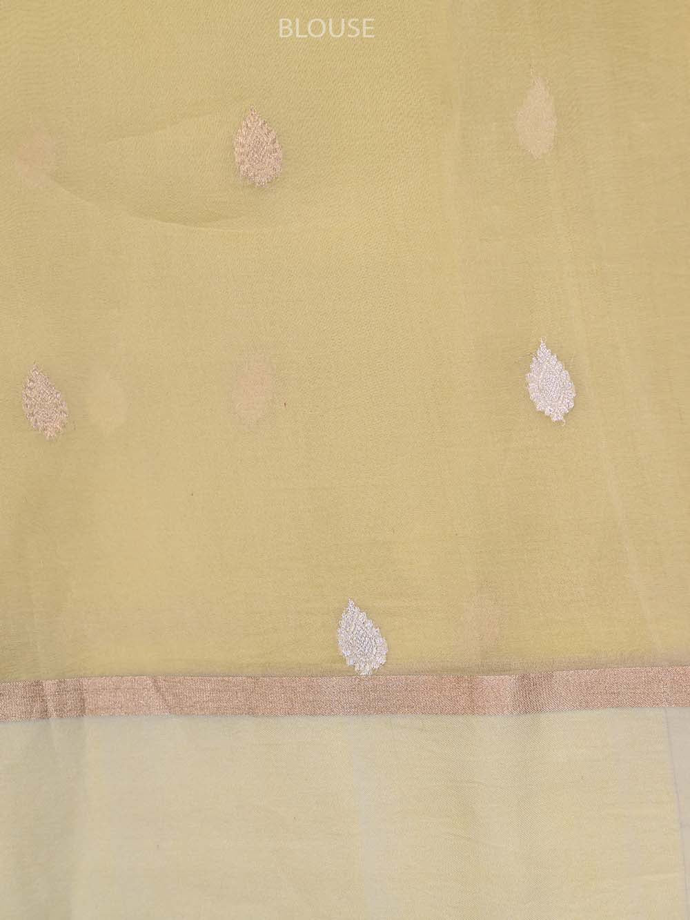 Yellow Organza Handloom Banarasi Saree - Sacred Weaves