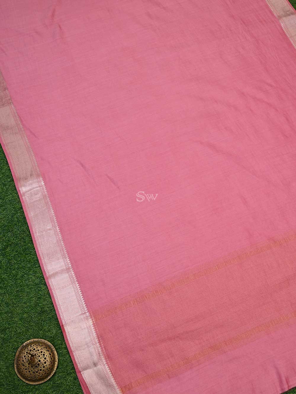 Light Coral Pink Chiniya Silk Handloom Banarasi Saree - Sacred Weaves
