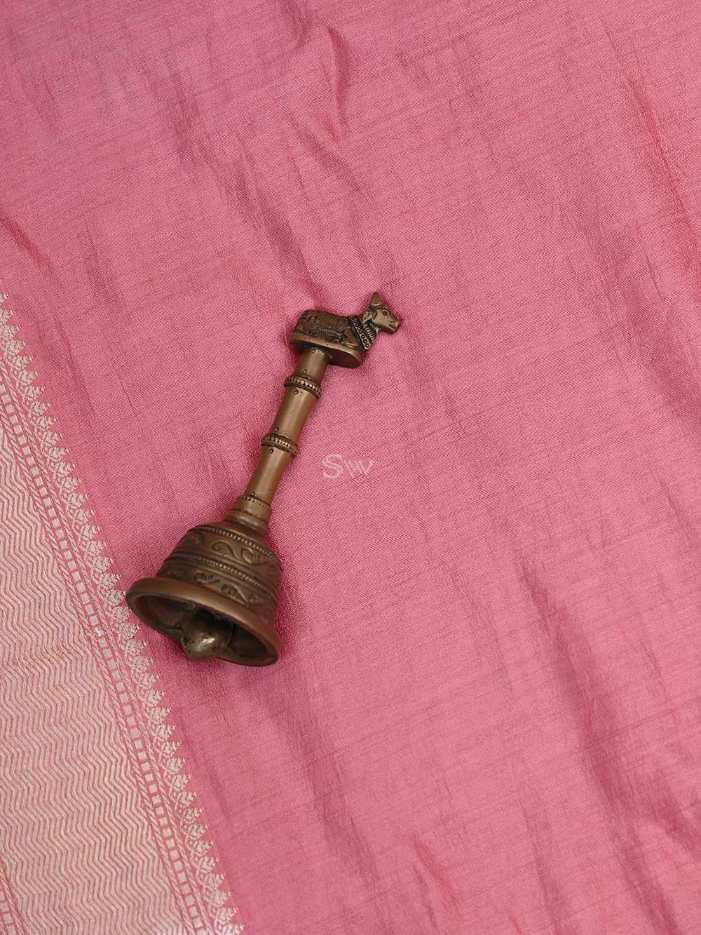 Light Coral Pink Chiniya Silk Handloom Banarasi Saree - Sacred Weaves