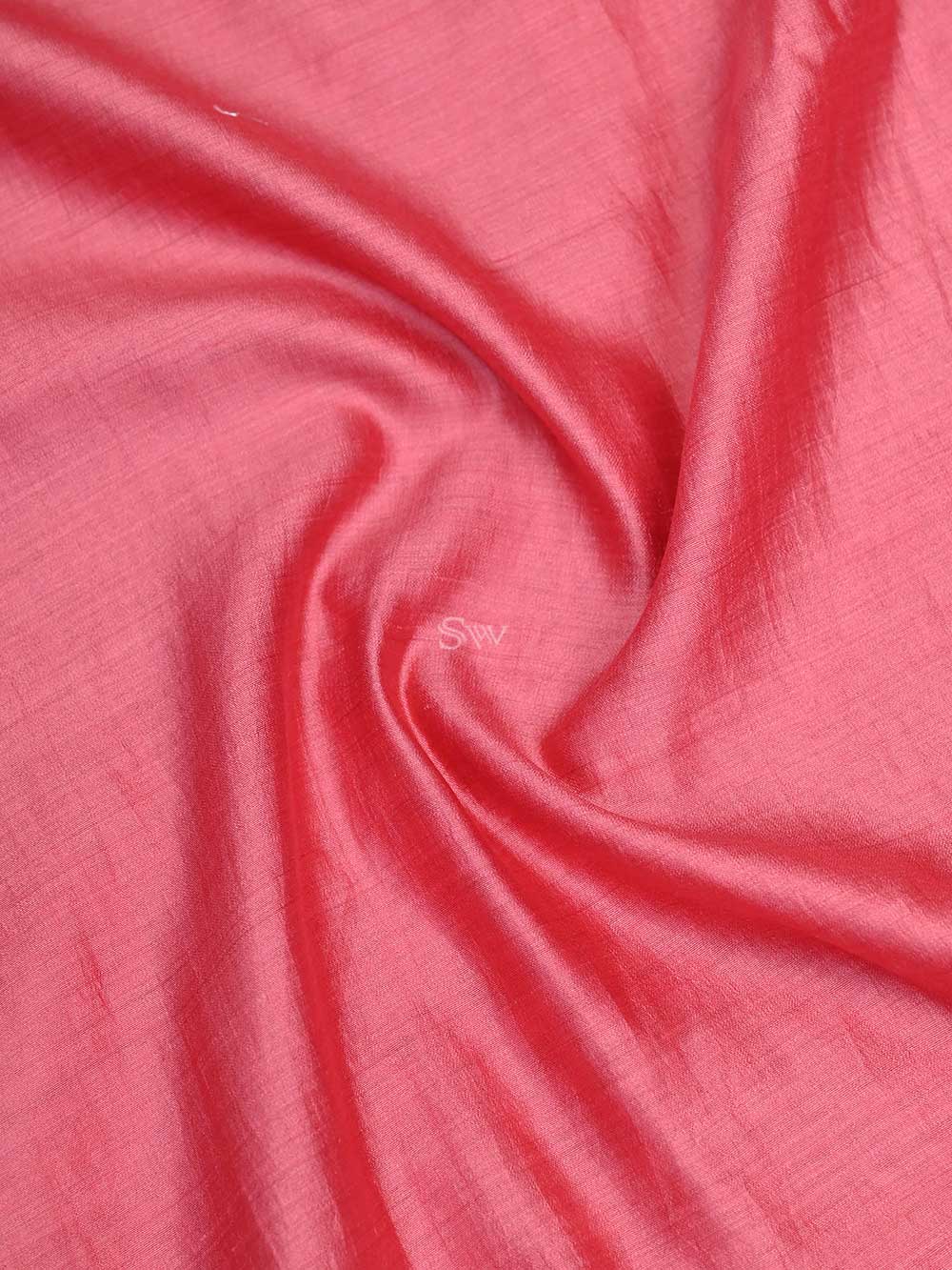 Coral Pink Chiniya Silk Handloom Banarasi Saree - Sacred Weaves