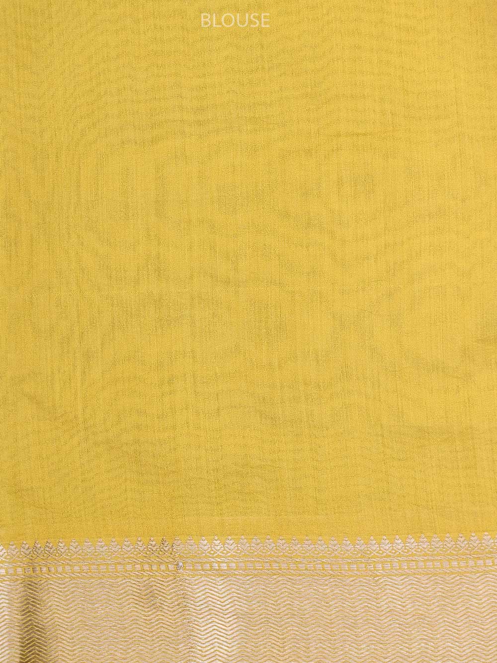 Yellow Chiniya Silk Handloom Banarasi Saree - Sacred Weaves