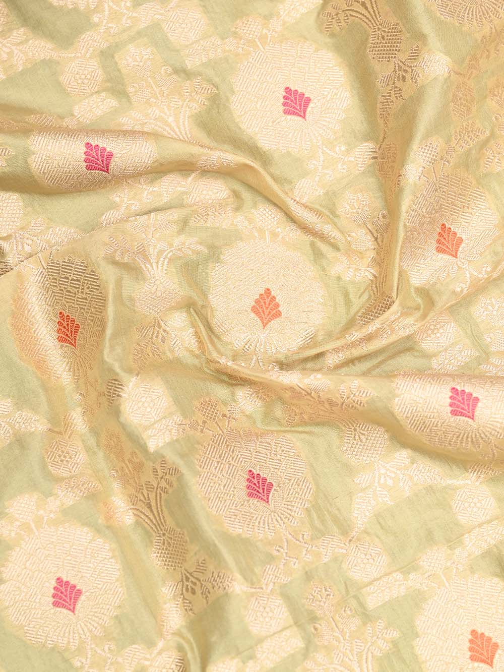 Pastel Yellow Meenakari Jaal Katan Silk Handloom Banarasi Dupatta - Sacred Weaves