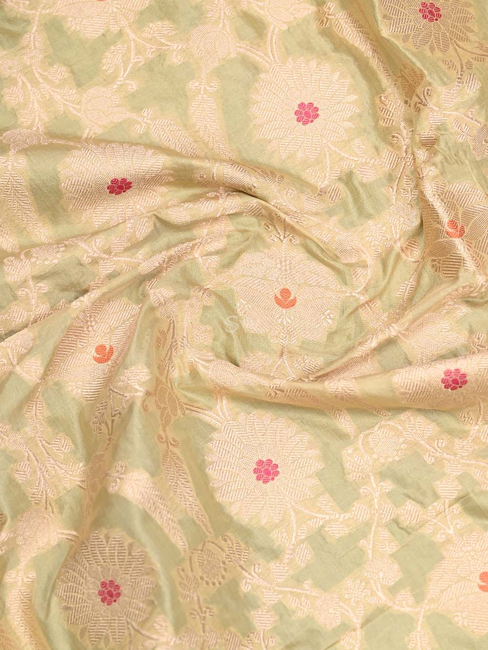 Pastel Yellow Meenakari Jaal Katan Silk Handloom Banarasi Dupatta - Sacred Weaves