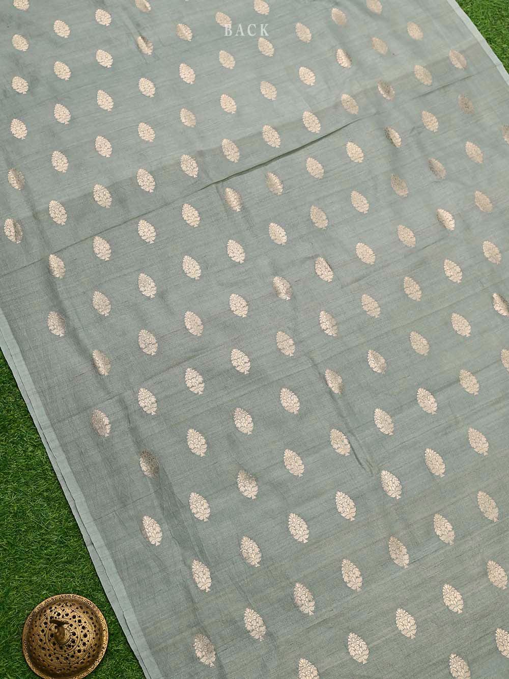 Pastel Mint Green Tussar Silk Handloom Banarasi Suit - Sacred Weaves