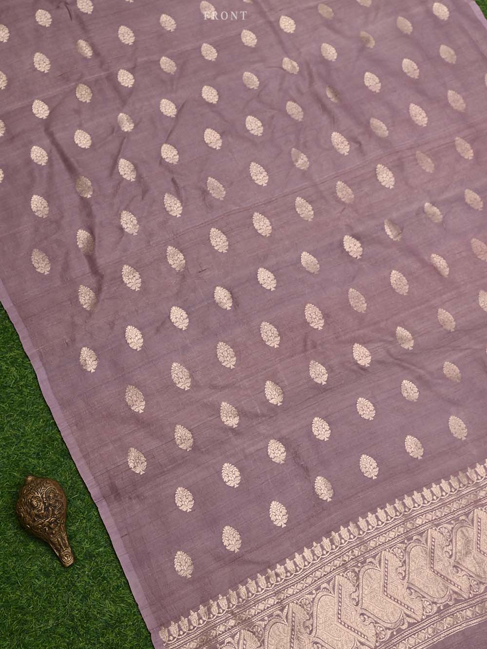 Dusty Pink Tussar Silk Handloom Banarasi Suit - Sacred Weaves