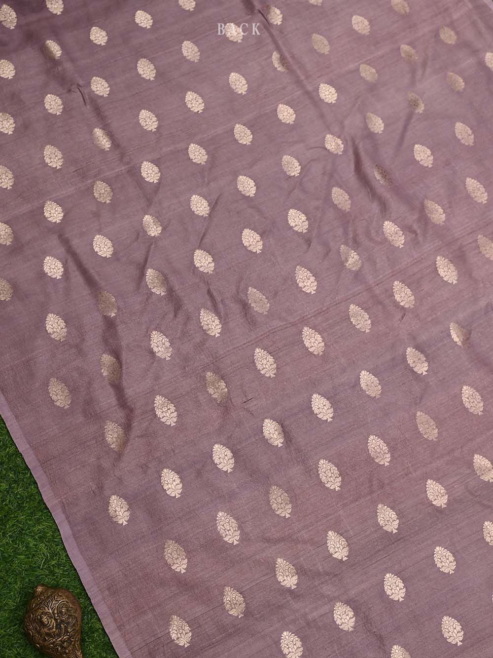 Dusty Pink Tussar Silk Handloom Banarasi Suit - Sacred Weaves