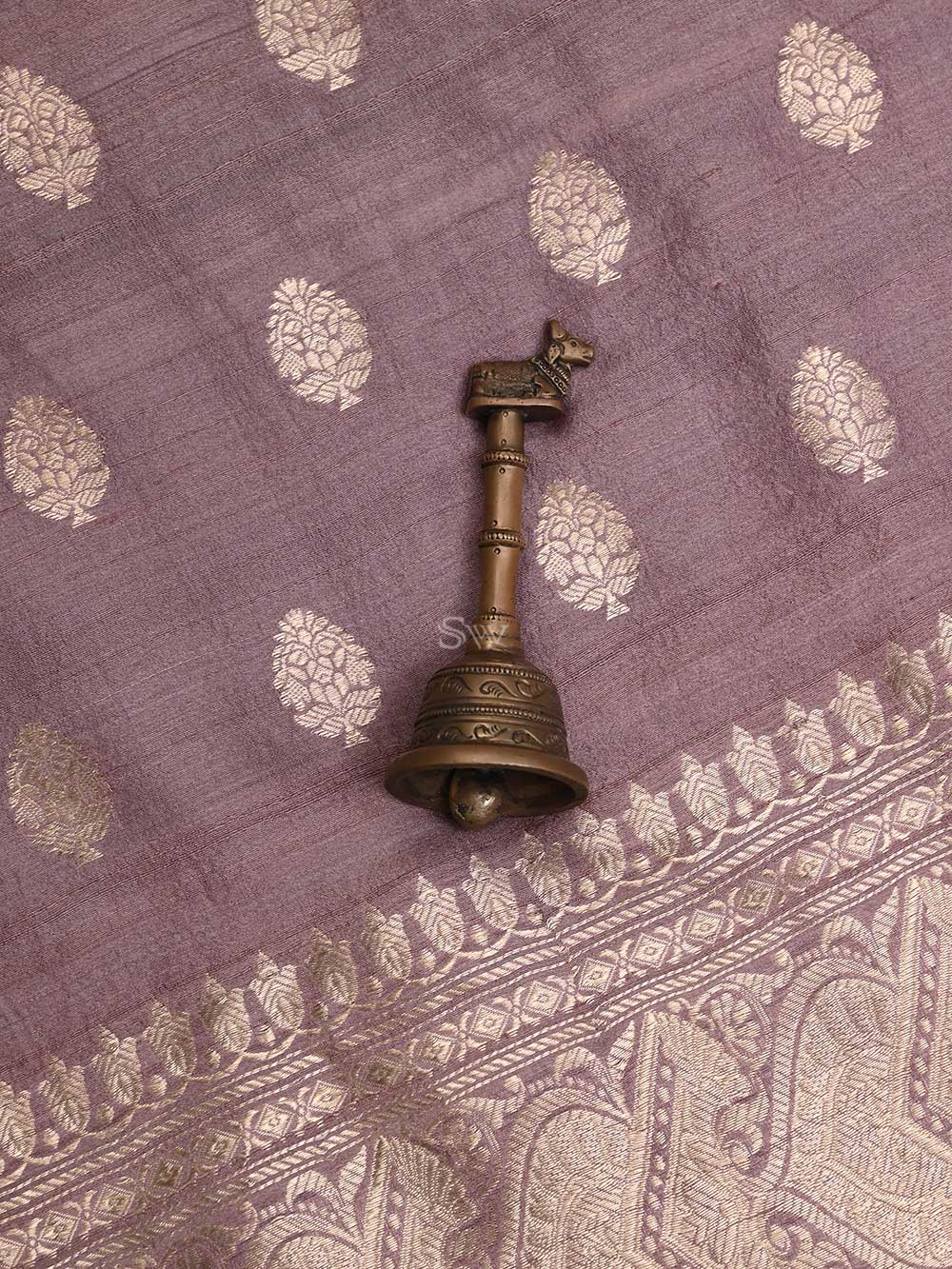 Dusty Pink Tussar Silk Handloom Banarasi Suit - Sacred Weaves