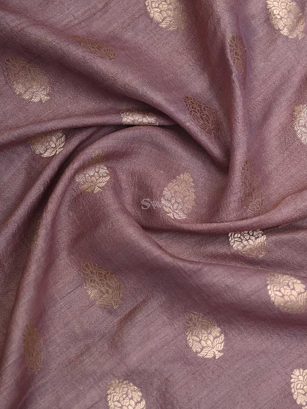 Dusty Pink Tussar Silk Handloom Banarasi Suit - Sacred Weaves