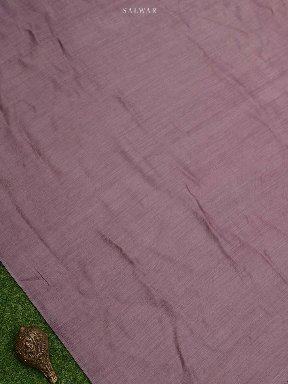 Dusty Pink Tussar Silk Handloom Banarasi Suit - Sacred Weaves