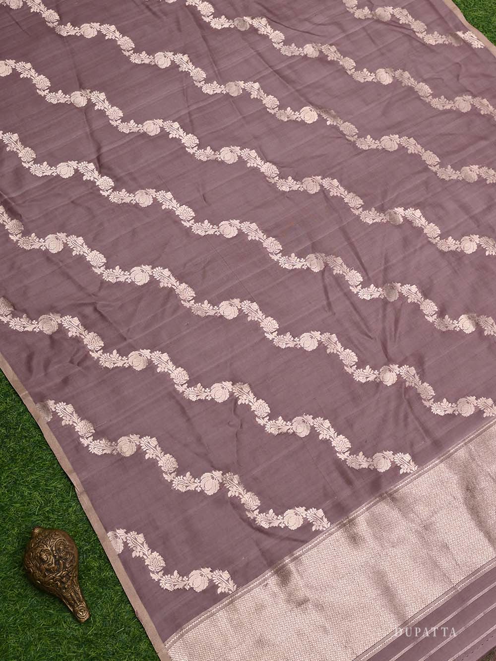 Dusty Pink Tussar Silk Handloom Banarasi Suit - Sacred Weaves