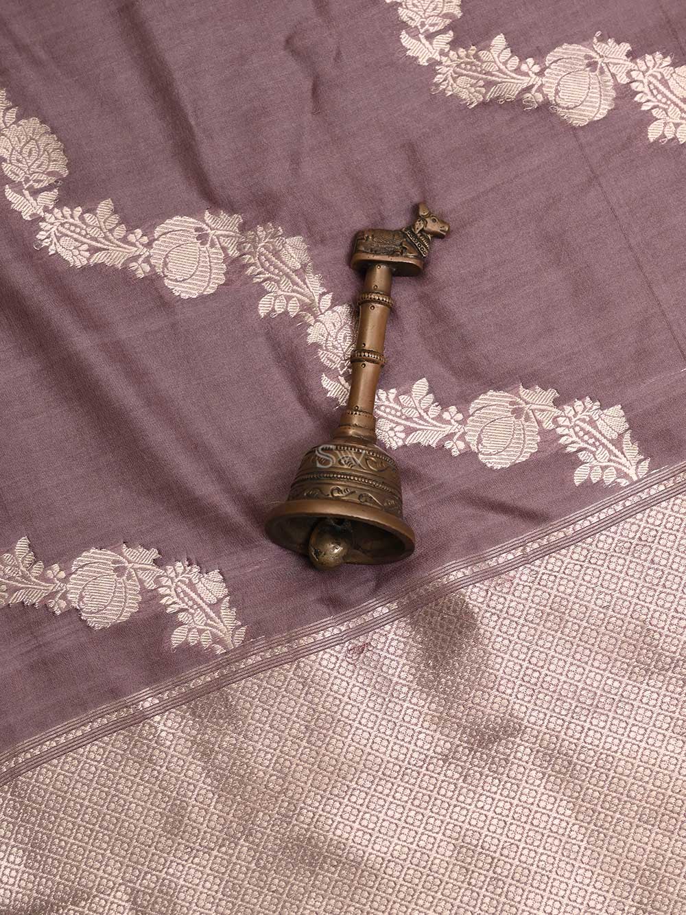 Dusty Pink Tussar Silk Handloom Banarasi Suit - Sacred Weaves