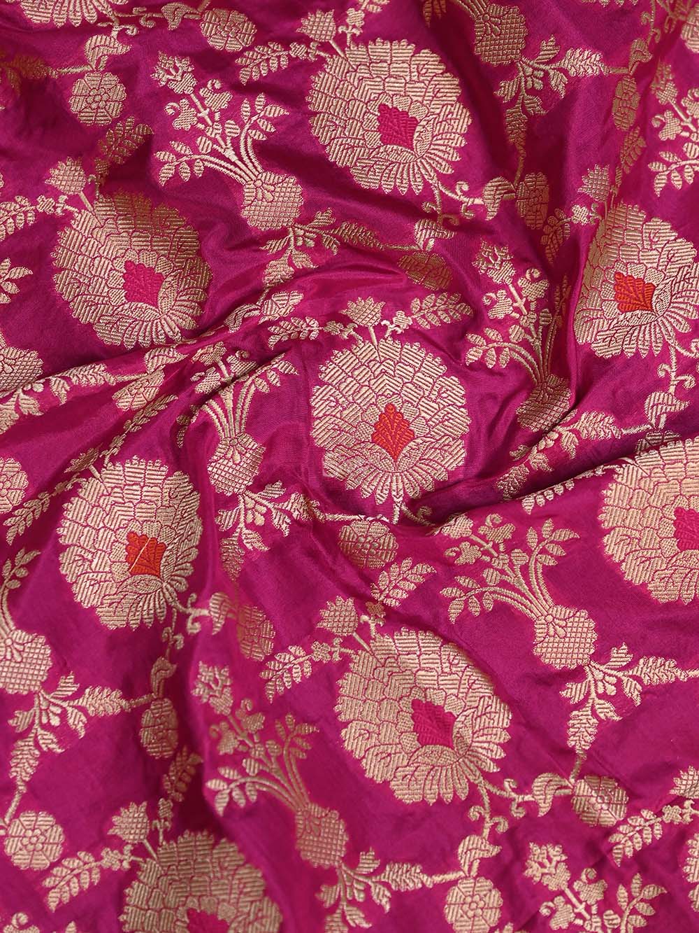Dark Pink Meenakari Jaal Katan Silk Handloom Banarasi Dupatta - Sacred Weaves