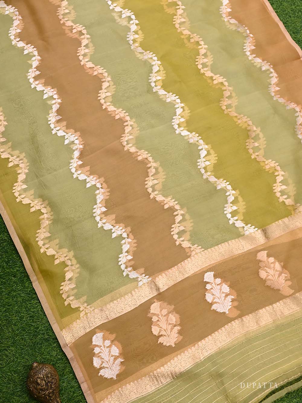 Yellow Moonga Tussar Silk Handloom Banarasi Suit - Sacred Weaves