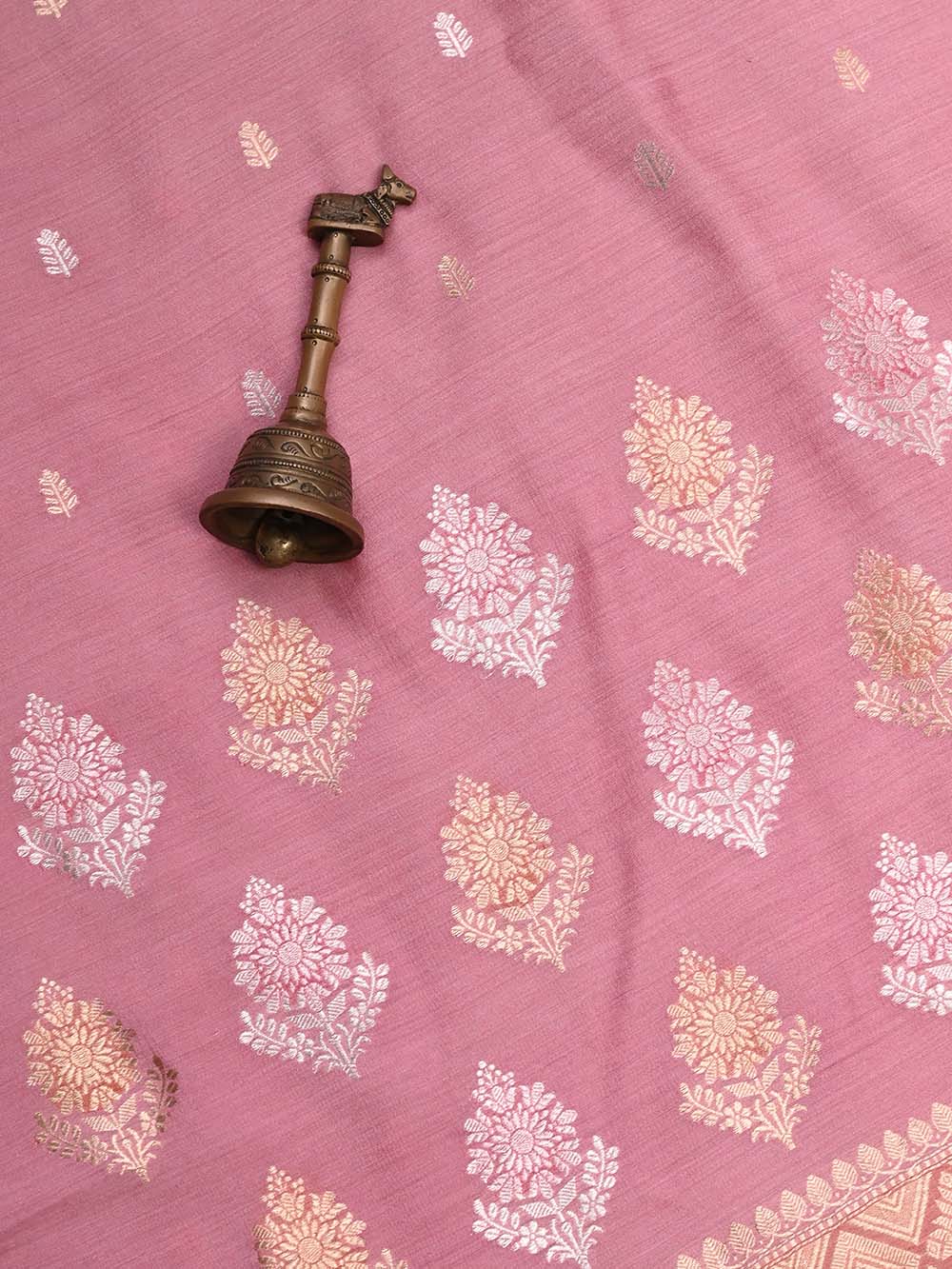 Pink Moonga Tussar Silk Handloom Banarasi Suit - Sacred Weaves