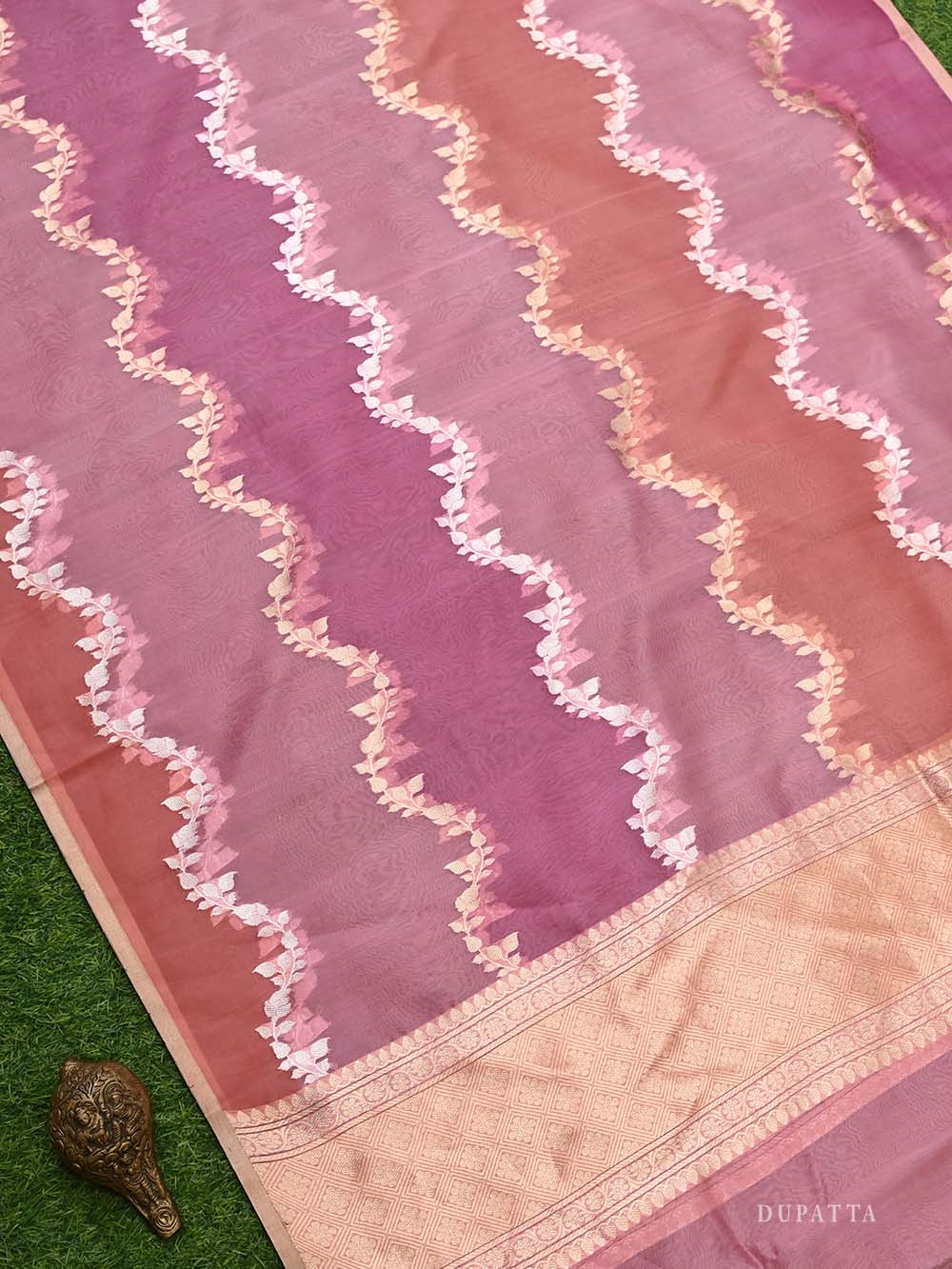 Pink Moonga Tussar Silk Handloom Banarasi Suit - Sacred Weaves