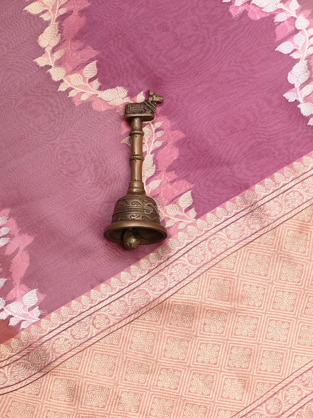 Pink Moonga Tussar Silk Handloom Banarasi Suit - Sacred Weaves