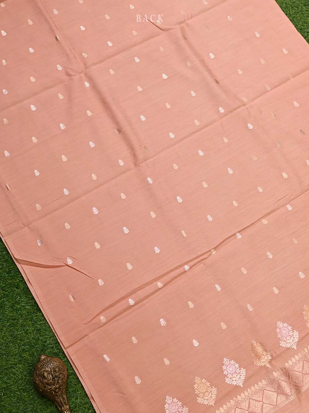 Peach Moonga Tussar Silk Handloom Banarasi Suit - Sacred Weaves