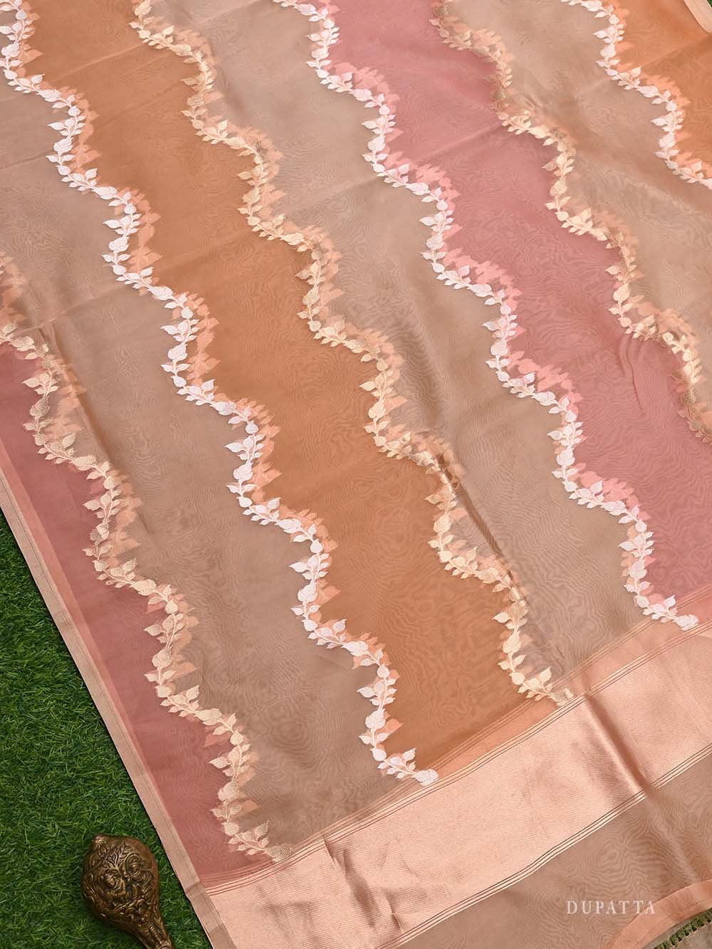 Peach Moonga Tussar Silk Handloom Banarasi Suit - Sacred Weaves