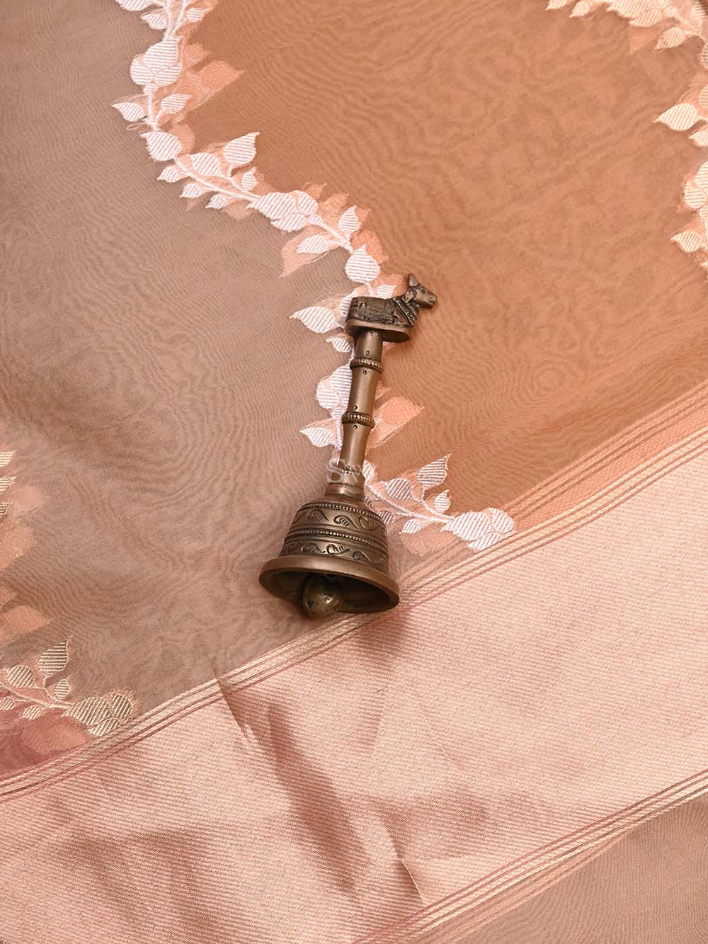 Peach Moonga Tussar Silk Handloom Banarasi Suit - Sacred Weaves