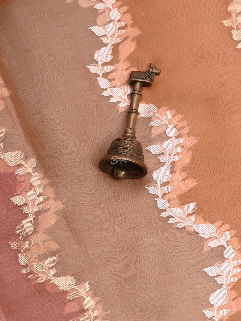 Peach Moonga Tussar Silk Handloom Banarasi Suit - Sacred Weaves